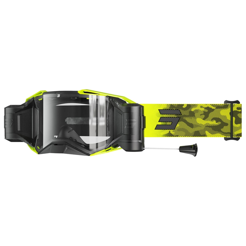 Lunettes cross Shot Lite Roll-Off Patrol jaune fluo avec plexiglas transparent