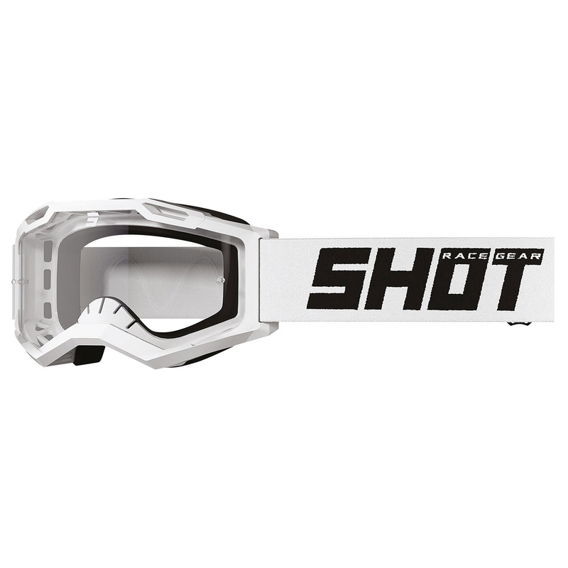 Lunettes de motocross enfant Shot Rocket Kid 2.0 blanc uni avec plexiglas transparent
