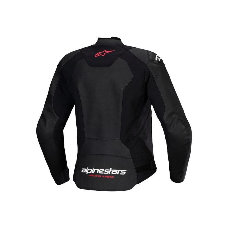 Blouson moto en cuir femme Alpinestars Stella Faster 3 noir-blanc-rouge fluo