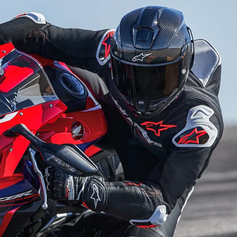Combinaison moto une pièce en cuir Alpinestars GP-R7 Tech-Air ready/compatible noir-blanc-rouge fluo