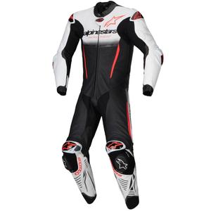 Combinaison en cuir une pièce Alpinestars GP-R7 Tech-Air Ready/Compatible Blanc-Noir-Rouge Fluo