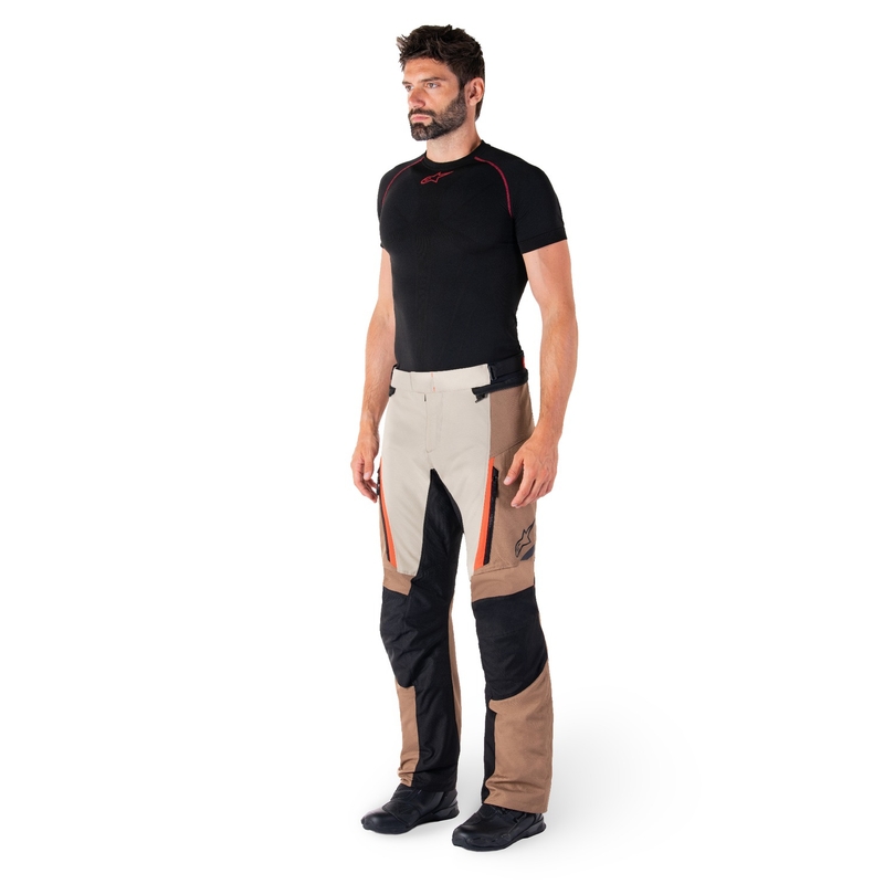 Pantalon moto imperméable Alpinestars ST-1 kaki-sable-noir-rouge fluo