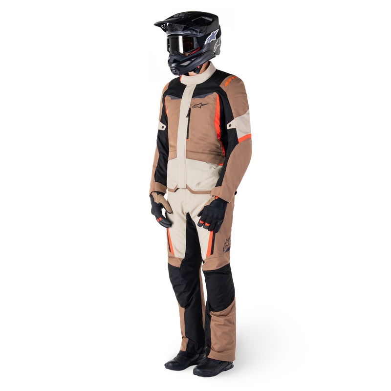 Pantalon moto imperméable Alpinestars ST-1 kaki-sable-noir-rouge fluo