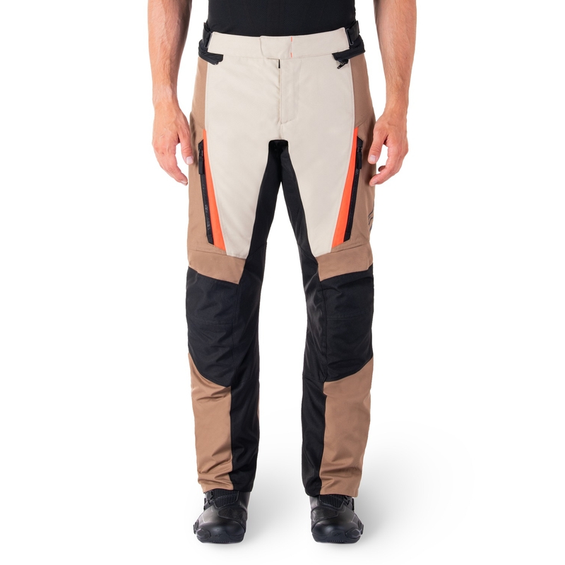 Pantalon moto imperméable Alpinestars ST-1 kaki-sable-noir-rouge fluo