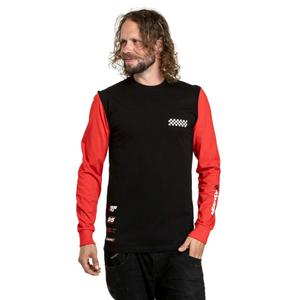 T-shirt Meatfly Appex manche longue noir-rouge