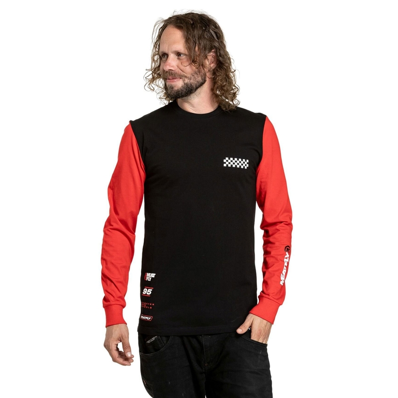 T-shirt Meatfly Appex manche longue noir-rouge