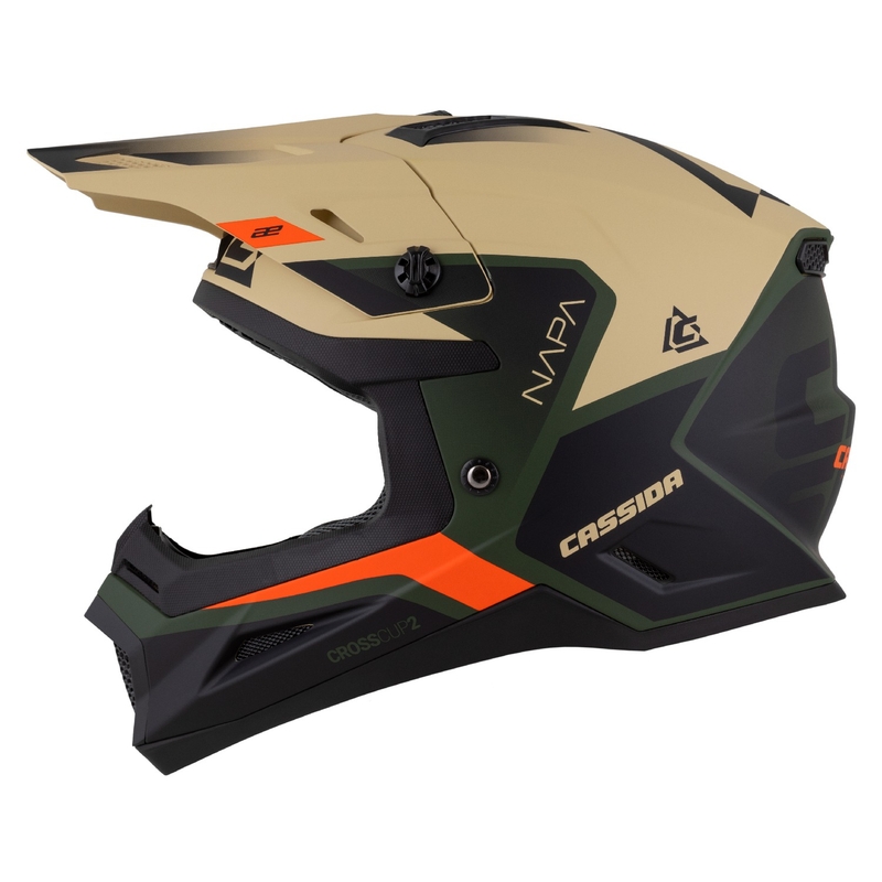 Casque moto cross Cassida Cross Cup 2 Napa mat sable-vert-orange-noir
