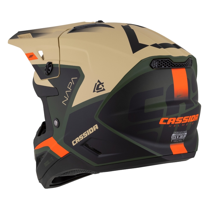 Casque moto cross Cassida Cross Cup 2 Napa mat sable-vert-orange-noir
