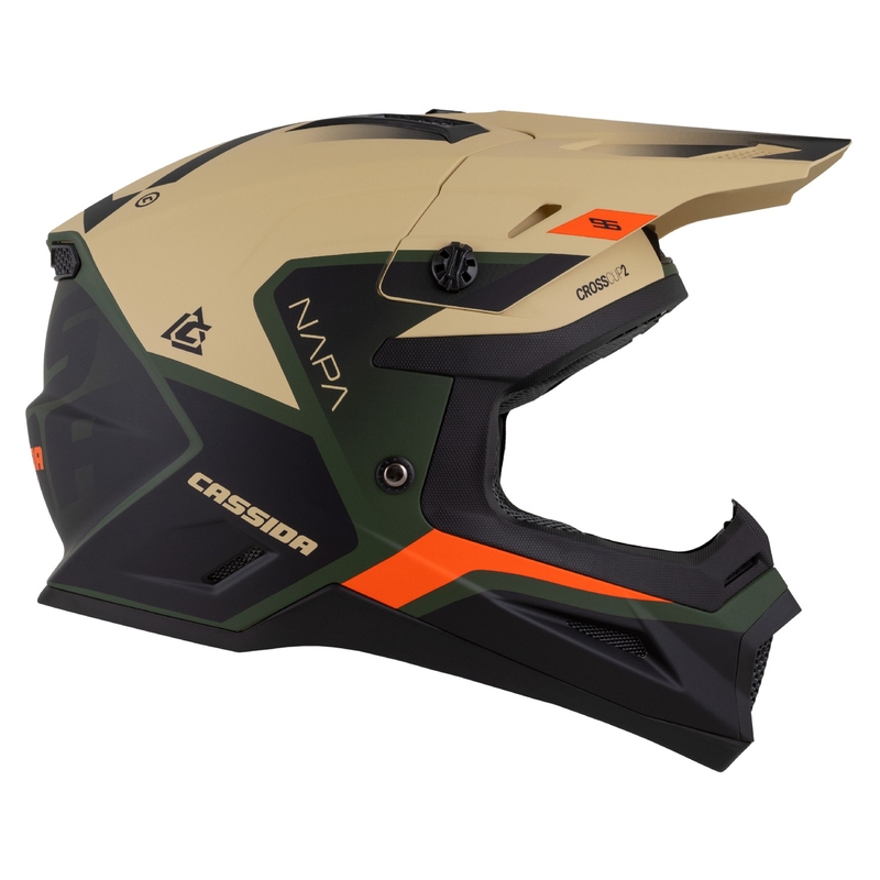Casque moto cross Cassida Cross Cup 2 Napa mat sable-vert-orange-noir