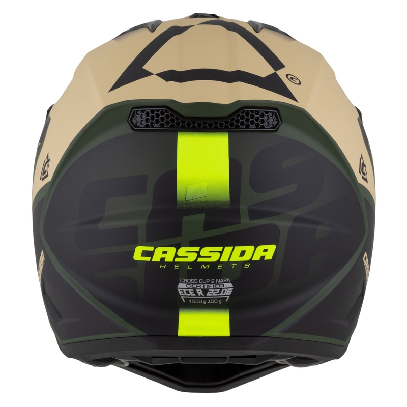 Casque moto cross Cassida Cross Cup 2 Napa mat sable-vert-jaune fluo-noir