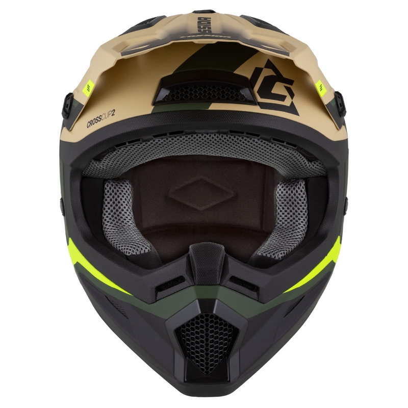 Casque moto cross Cassida Cross Cup 2 Napa mat sable-vert-jaune fluo-noir