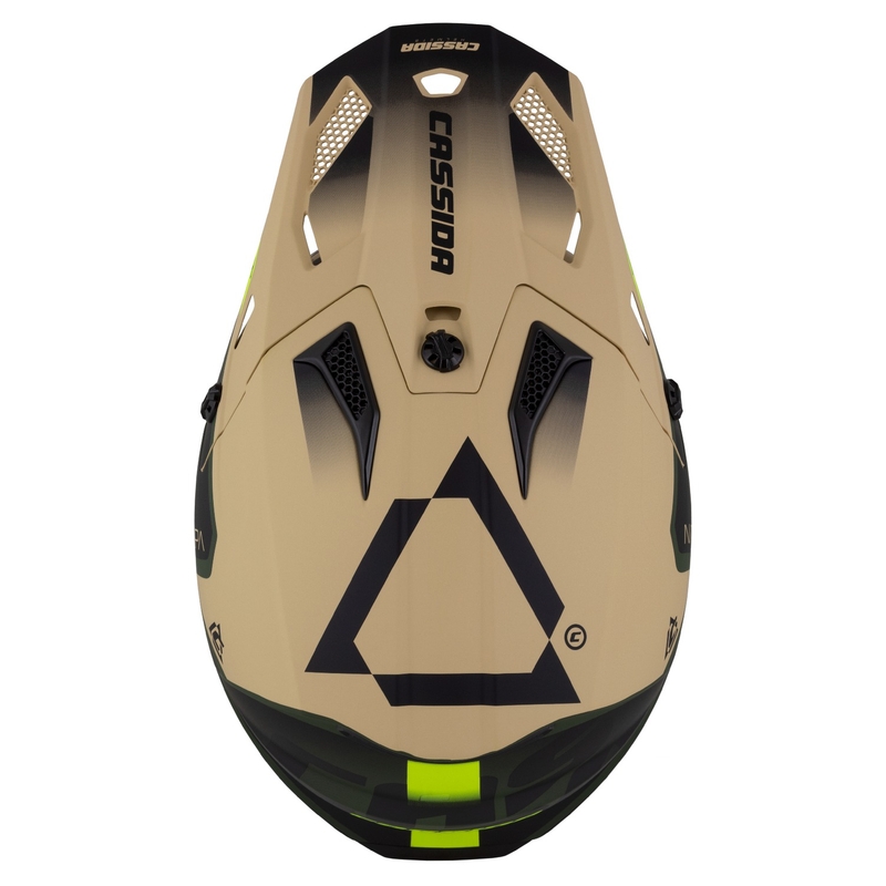 Casque moto cross Cassida Cross Cup 2 Napa mat sable-vert-jaune fluo-noir