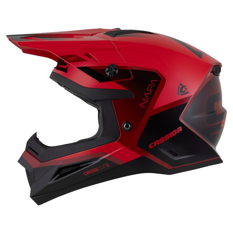 Casque Moto Motocross Cassida Cross Cup 2 Napa Rouge Perle-Violet-Noir