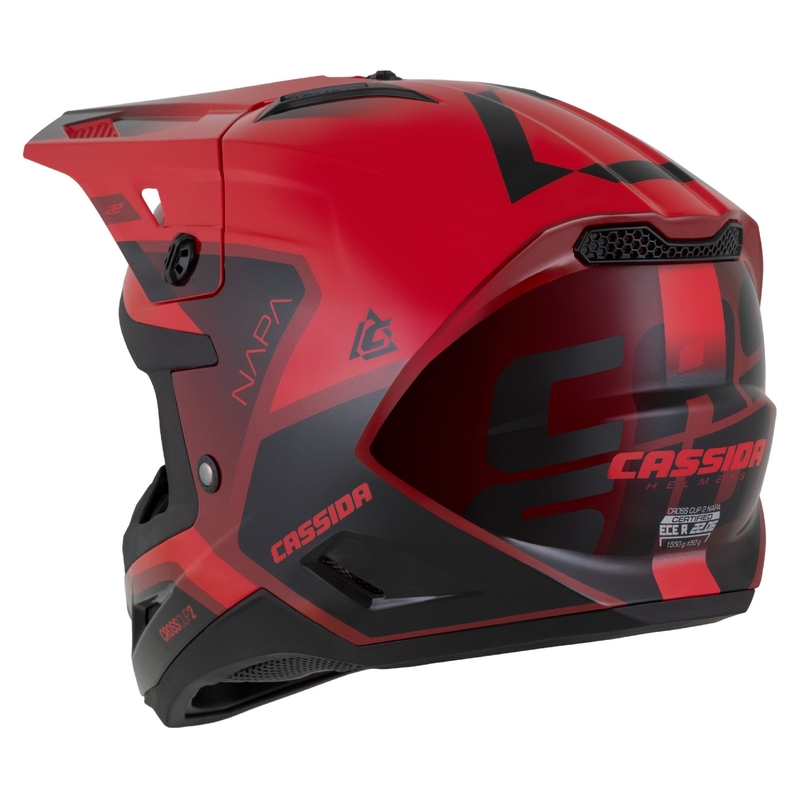 Casque Moto Motocross Cassida Cross Cup 2 Napa Rouge Perle-Violet-Noir