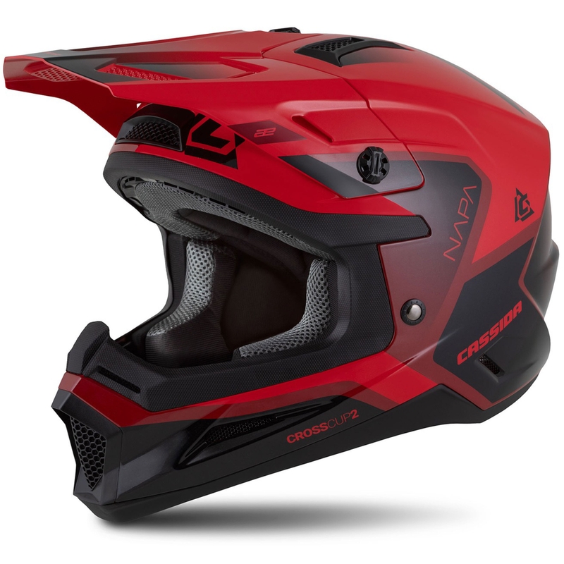 Casque Moto Motocross Cassida Cross Cup 2 Napa Rouge Perle-Violet-Noir