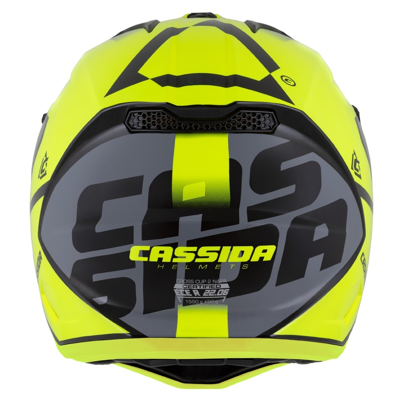 Casque moto cross Cassida Cross Cup 2 Napa jaune fluo-noir-gris perle