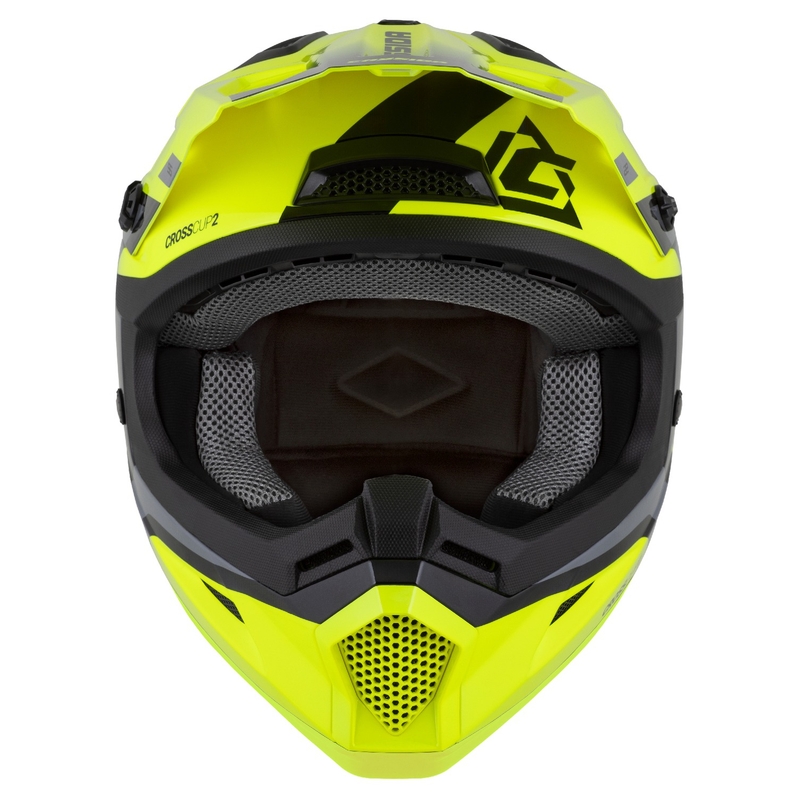 Casque moto cross Cassida Cross Cup 2 Napa jaune fluo-noir-gris perle