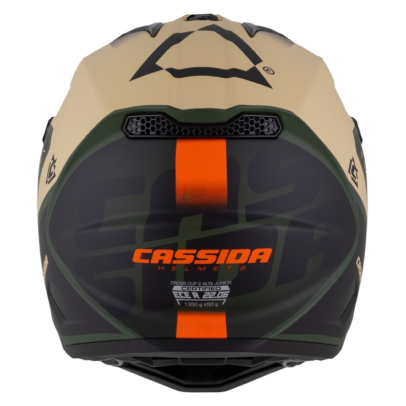 Casque de moto motocross enfant Cassida Cross Cup 2 Napa Matte Sable-Vert-Orange-Noir