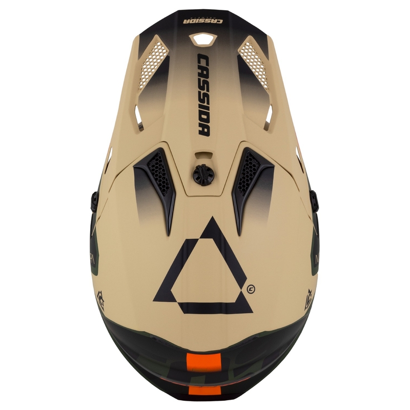 Casque de moto motocross enfant Cassida Cross Cup 2 Napa Matte Sable-Vert-Orange-Noir