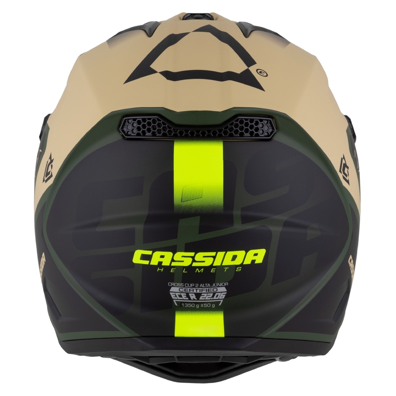 Casque Moto Motocross Enfant Cassida Cross Cup 2 Napa Matte Sable-Vert-Jaune Fluo-Noir