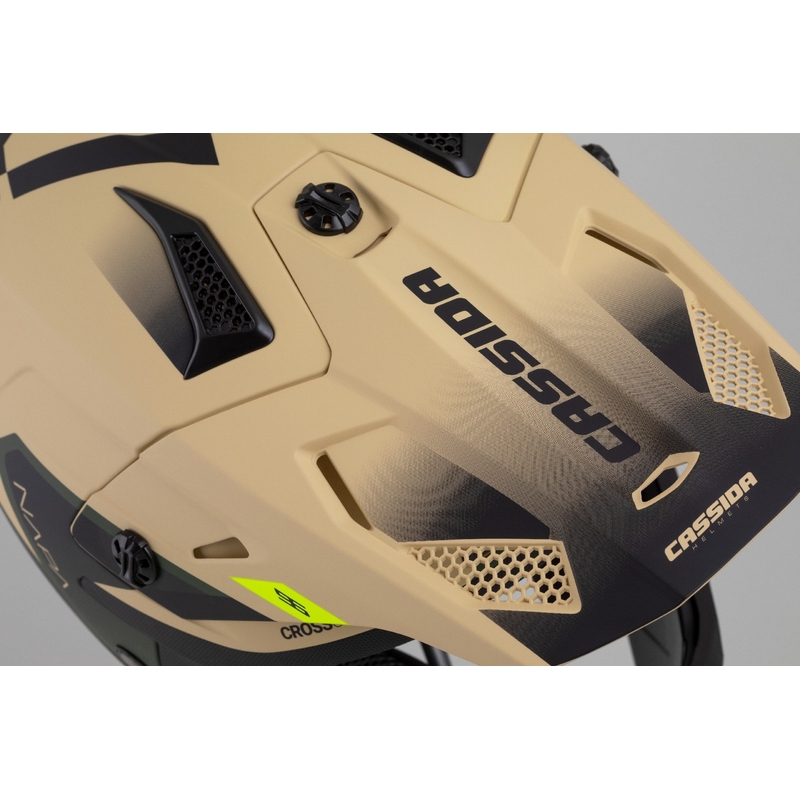 Casque Moto Motocross Enfant Cassida Cross Cup 2 Napa Matte Sable-Vert-Jaune Fluo-Noir