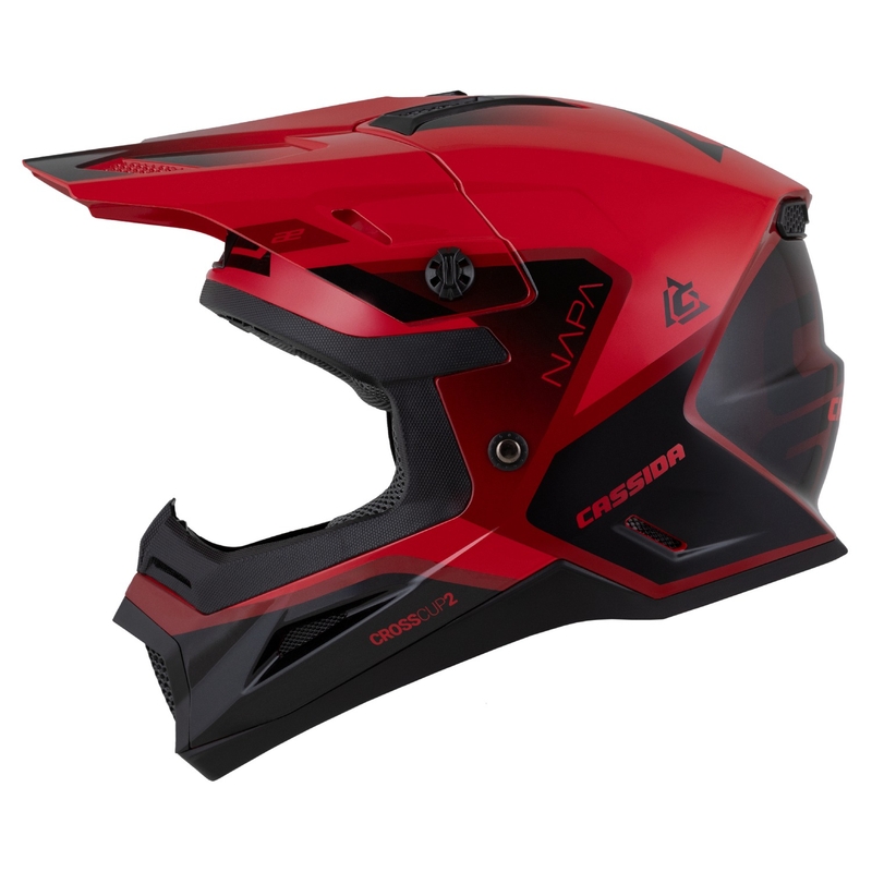 Casque de moto motocross enfant Cassida Cross Cup 2 Napa Pearl rouge-violet-noir