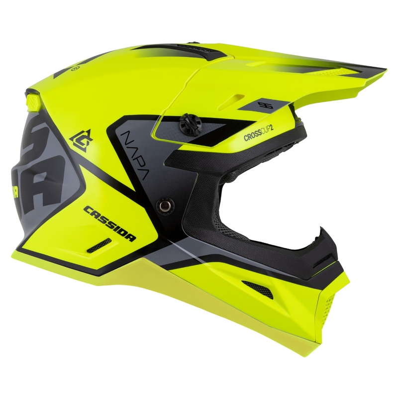 Casque cross enfant Cassida Cross Cup 2 Napa Fluo Jaune-Noir-Gris Pearl