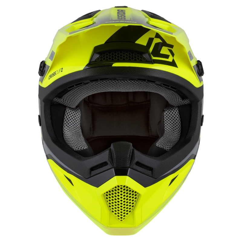 Casque cross enfant Cassida Cross Cup 2 Napa Fluo Jaune-Noir-Gris Pearl