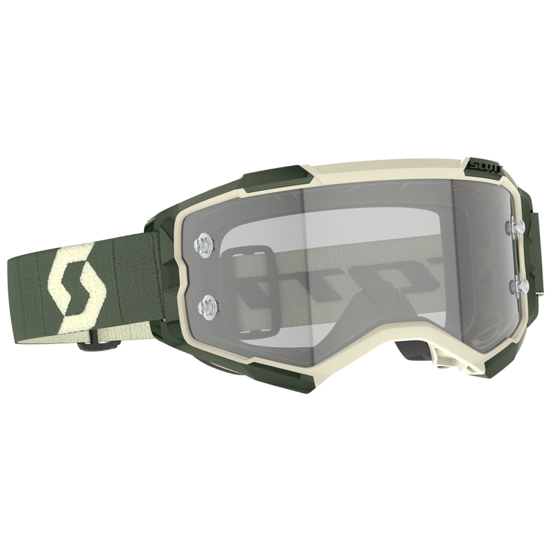 Lunettes de motocross SCOTT Fury LS kaki avec plexiglas gris