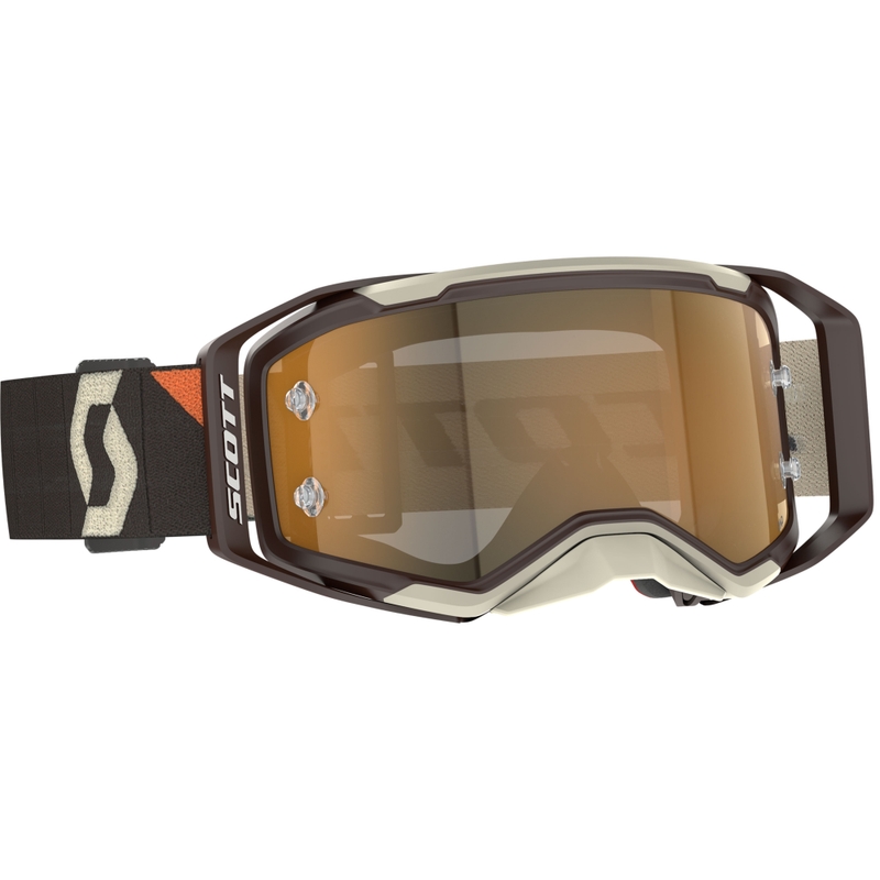 Lunettes de motocross SCOTT Prospect 2.0 AMP marron foncé-beige avec plexiglas doré