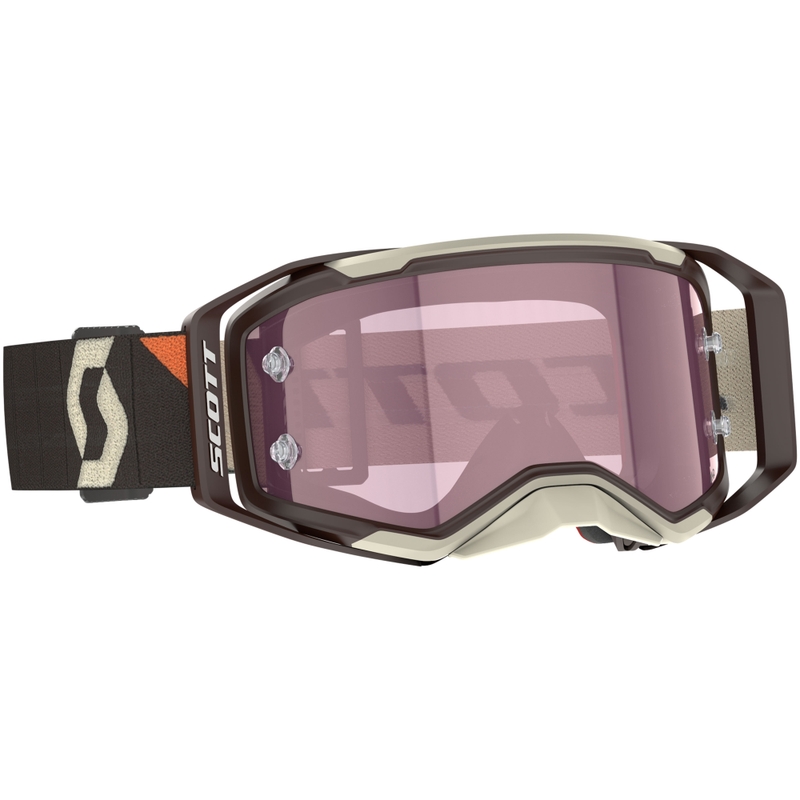 Lunettes de motocross SCOTT Prospect 2.0 AMP marron foncé-beige avec plexiglas rose