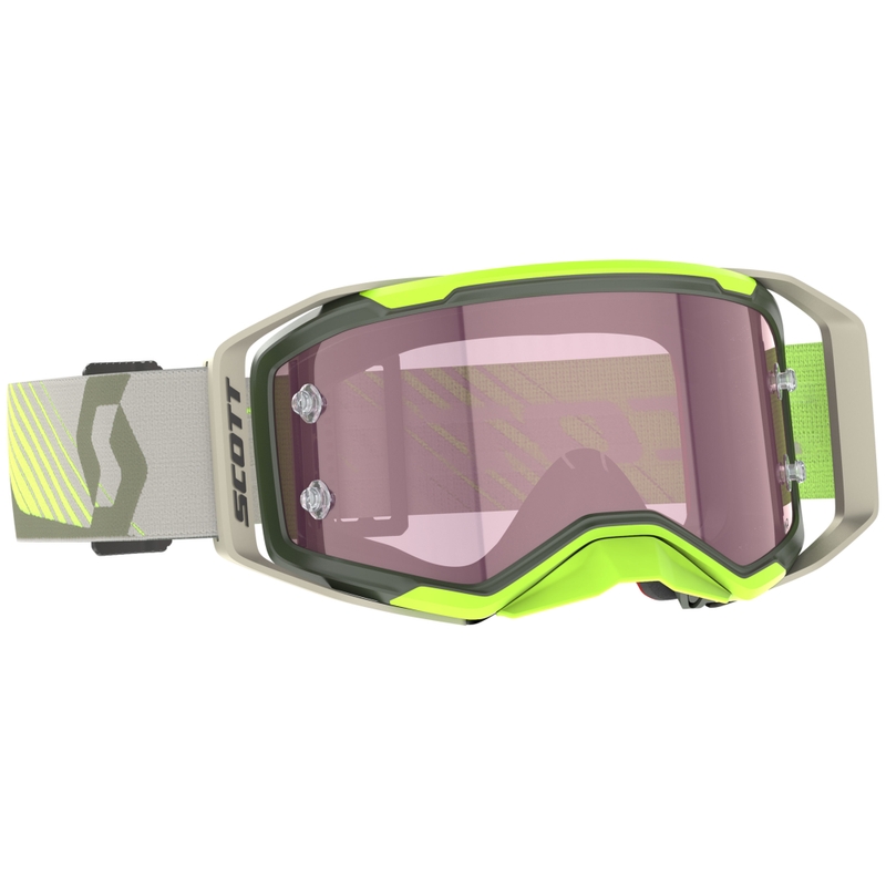 Lunettes motocross SCOTT Prospect 2.0 AMP jaune kaki-fluo avec plexiglas rose