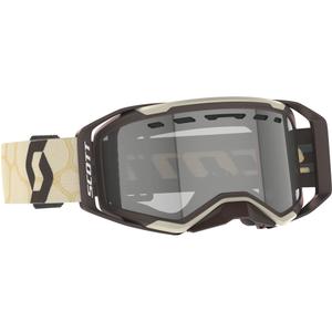 Lunettes motocross SCOTT Prospect 2.0 Enduro LS beige-marron avec plexiglas photosensible