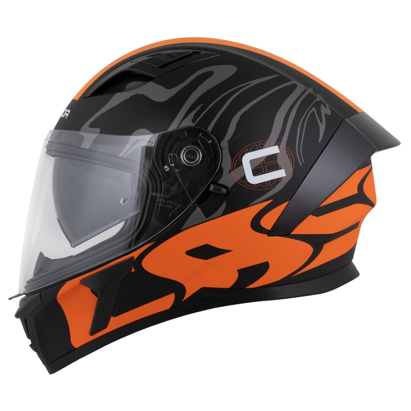Casque intégral Cassida Orbit Multivers noir mat-orange-gris-blanc