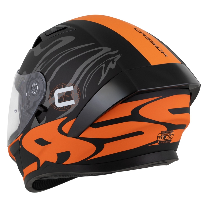 Casque intégral Cassida Orbit Multivers noir mat-orange-gris-blanc