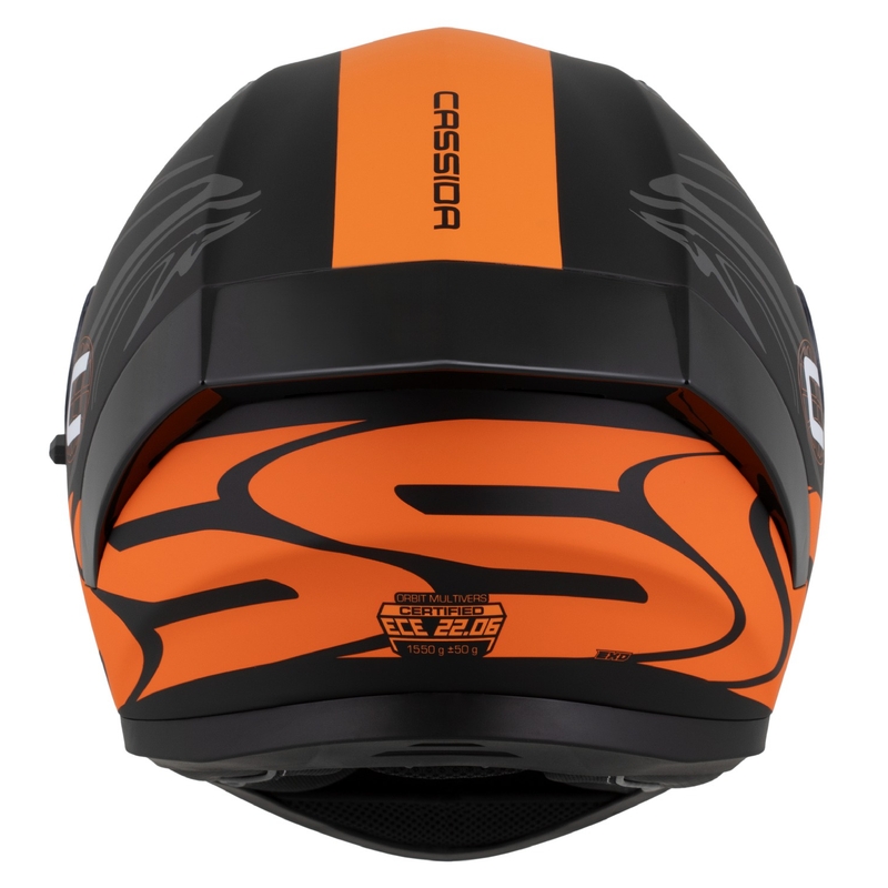 Casque intégral Cassida Orbit Multivers noir mat-orange-gris-blanc