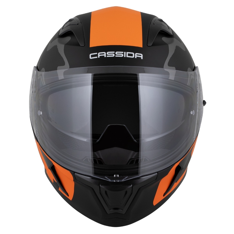 Casque intégral Cassida Orbit Multivers noir mat-orange-gris-blanc