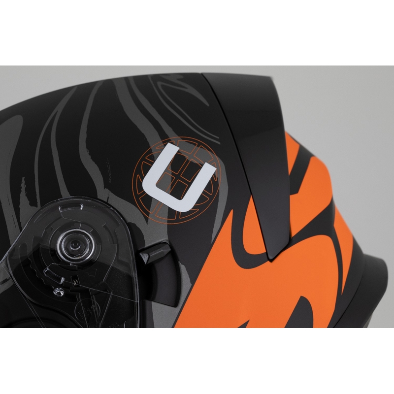 Casque intégral Cassida Orbit Multivers noir mat-orange-gris-blanc