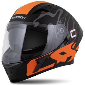 Casque intégral Cassida Orbit Multivers noir mat-orange-gris-blanc