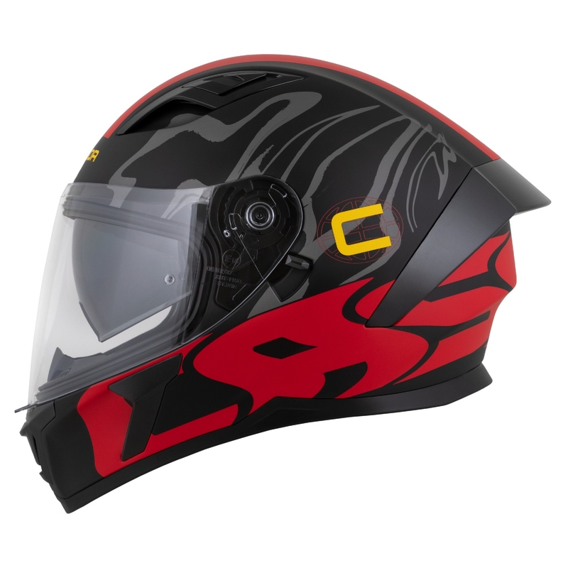 Casque intégral Cassida Orbit Multivers noir mat-rouge-gris-jaune