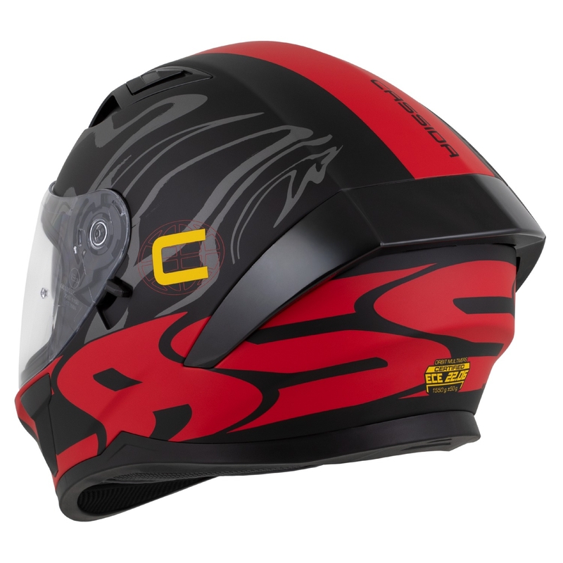 Casque intégral Cassida Orbit Multivers noir mat-rouge-gris-jaune