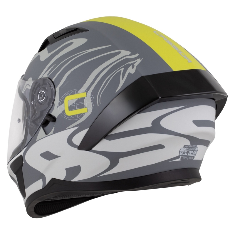 Casque intégral Cassida Orbit Multivers gris mat-jaune fluo-noir
