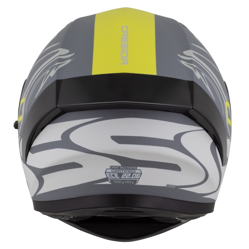 Casque intégral Cassida Orbit Multivers gris mat-jaune fluo-noir