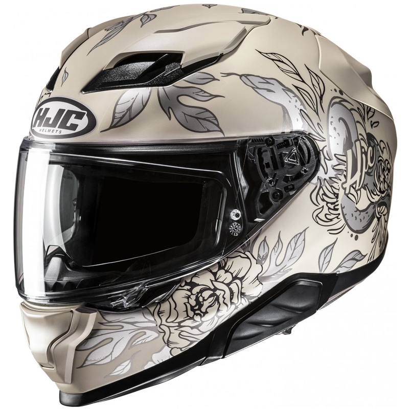 Casque moto intégral HJC F71 Eliz MC9SF beige-gris