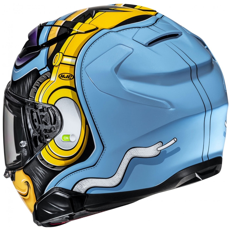 Casque moto intégral HJC F71 Monkey DJ MC23 bleu-jaune