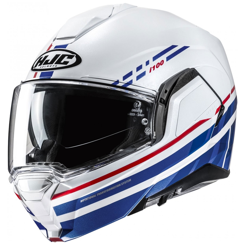 Casque moto modulable HJC i100 Sysma MC21 blanc-bleu