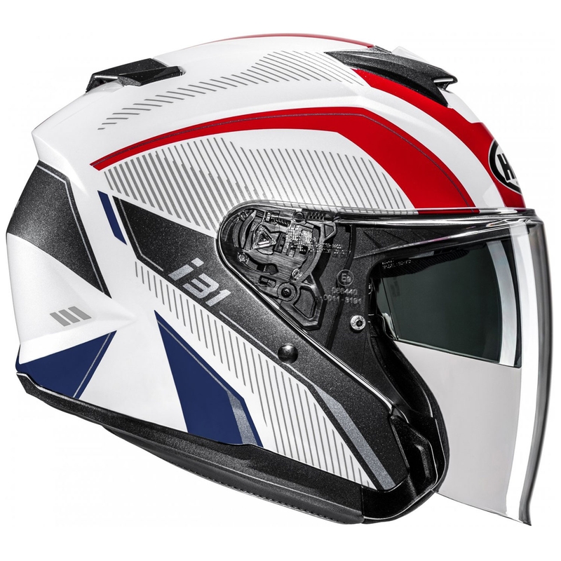 Casque moto ouvert HJC i31 Reno MC21 blanc-rouge-bleu