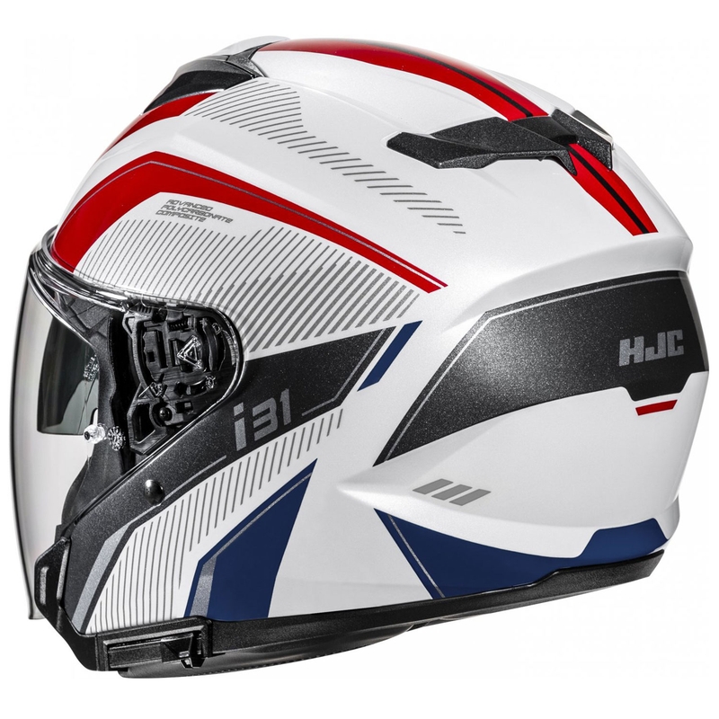 Casque moto ouvert HJC i31 Reno MC21 blanc-rouge-bleu
