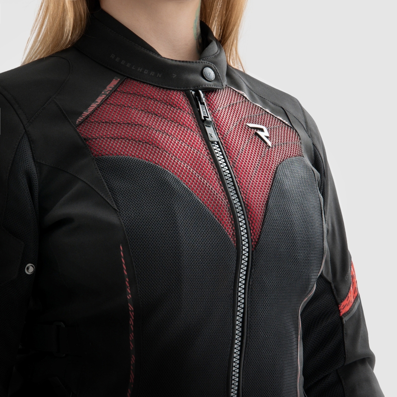 Blouson moto femme Rebelhorn Jax noir-rouge