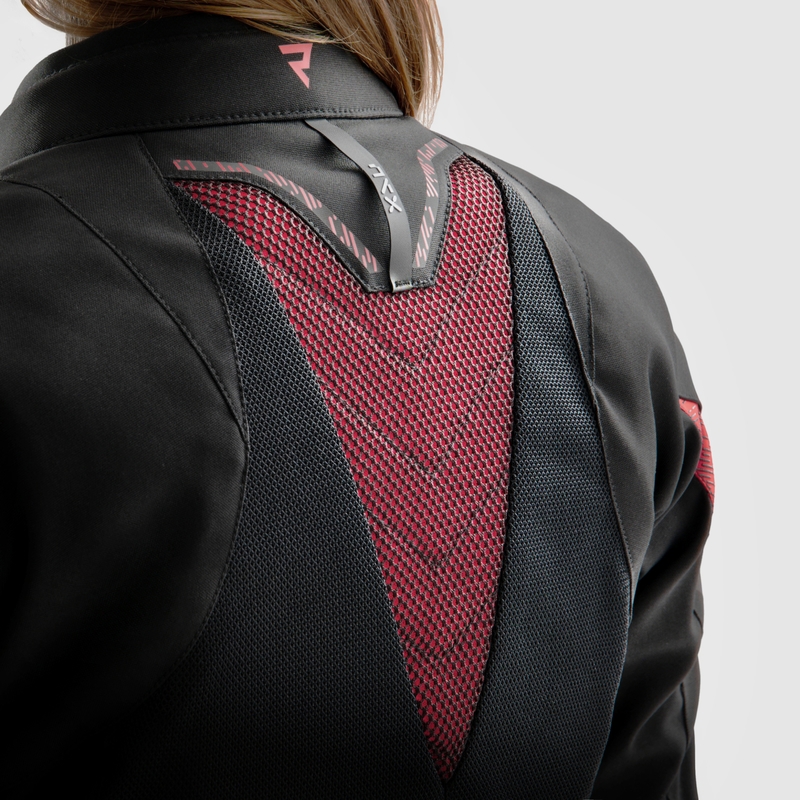 Blouson moto femme Rebelhorn Jax noir-rouge